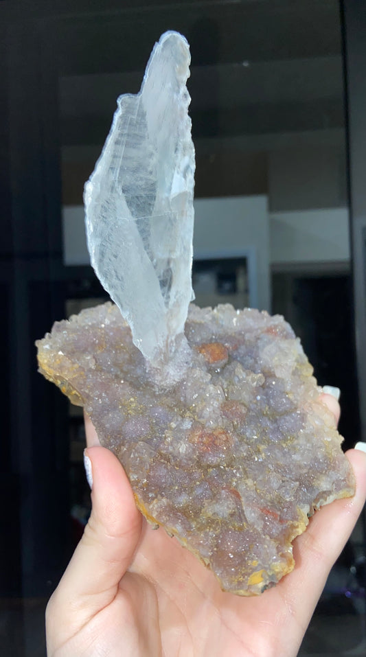 Flower Amethyst w/ Gypsum Sculpture